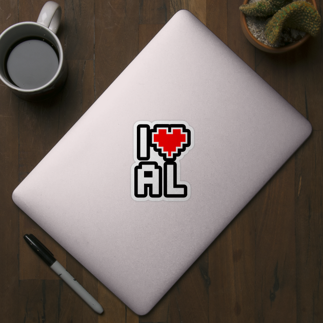 I Love Alabama - Pixel heart for Alabaman gamer by aaronsartroom